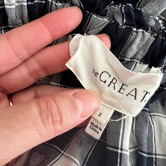 THE GREAT The Nightingale Gingham Navy Maxi Dress Sz M - Picture 5 of 5